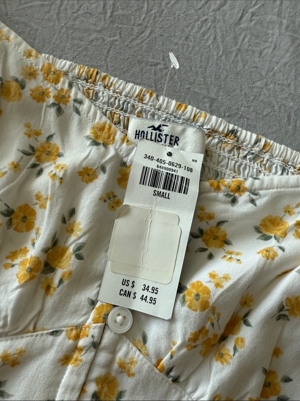 Hollister White Crop Top & Skirt Set with Yellow Floral Print - Picture 2 of 5